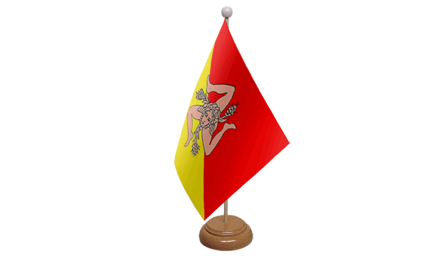 Sicily Small Flag with Wooden Stands